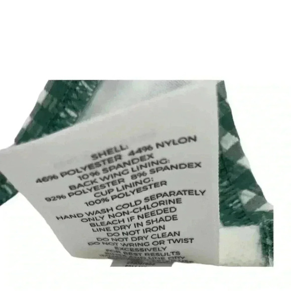 Shade & Shore Bikini Top Sage Green Plaid Padded Swimwear Bra Size 34DD - Picture 7 of 8